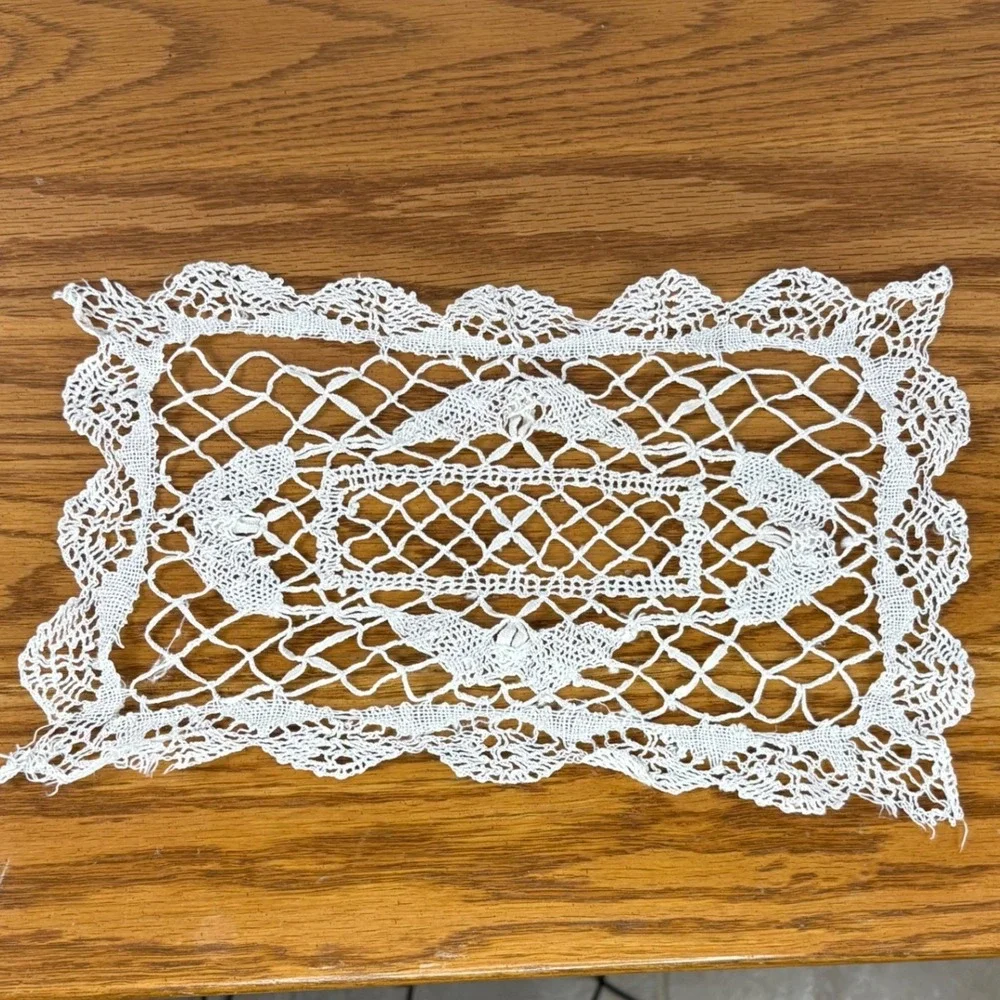 Vintage Handmade Crochet Doily Lot 7pc White Cream Lace Round Rectangular Mixed